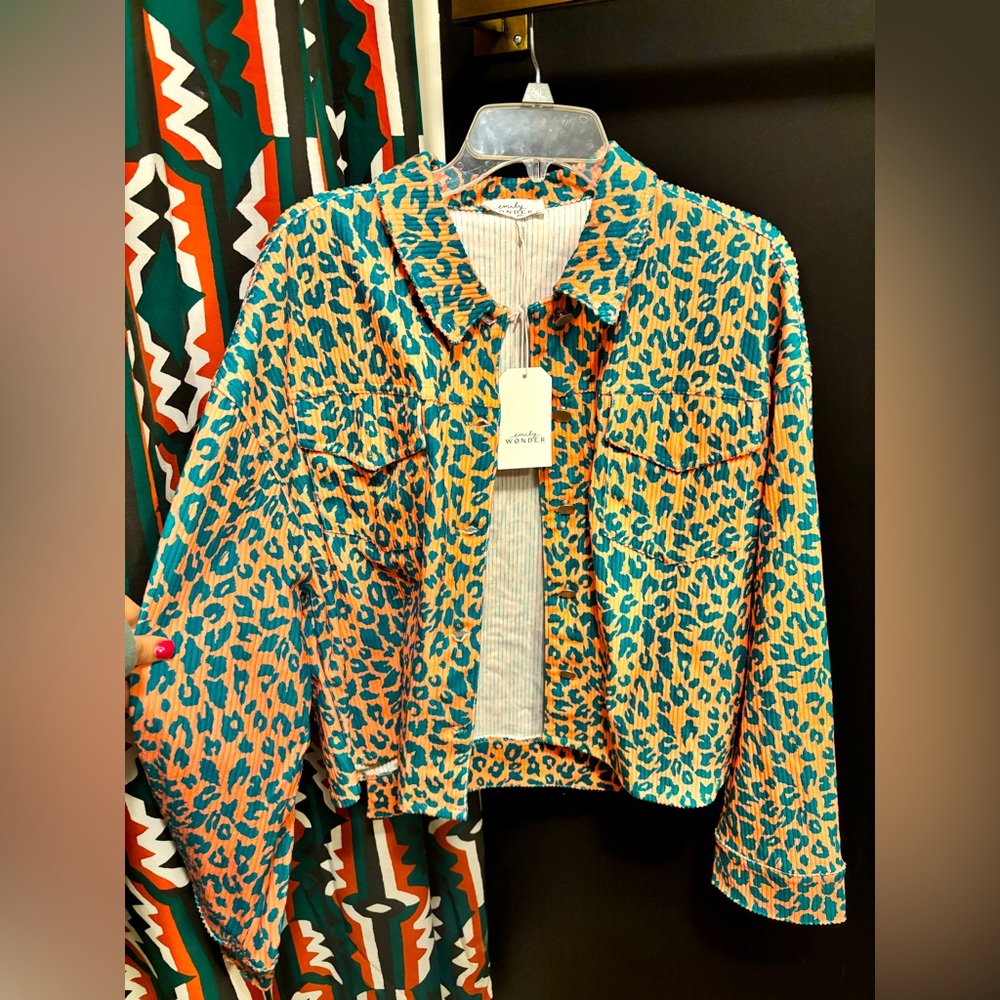 Peach & Aqua cheetah print jacket BRAND NEW